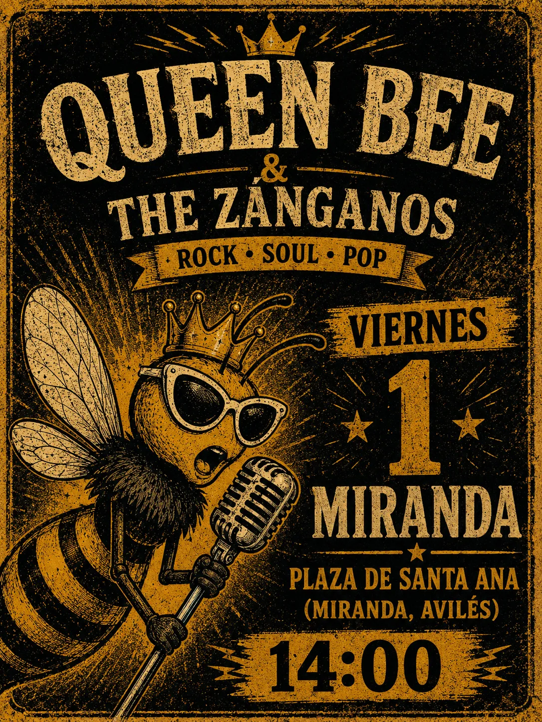 Queen Bee & The Zánganos en Plaza de Santa Ana, Avilés